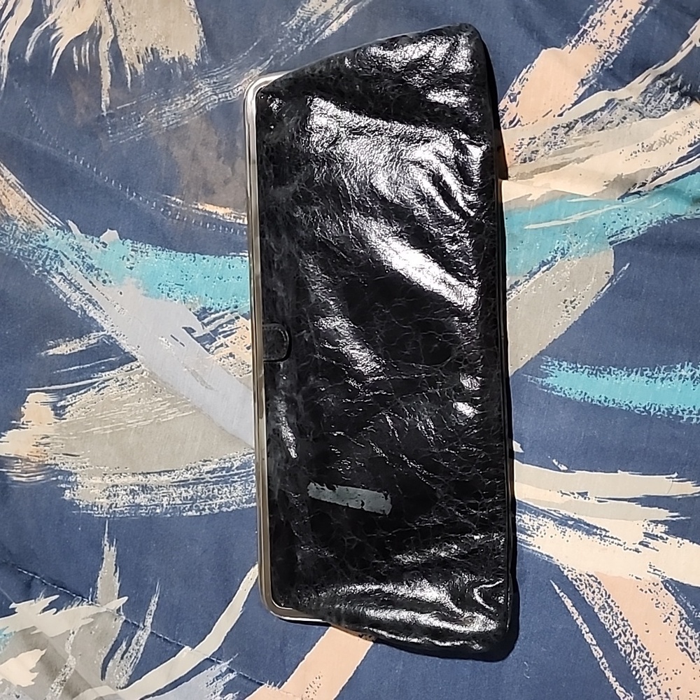 Black leather Hobo clutch purse